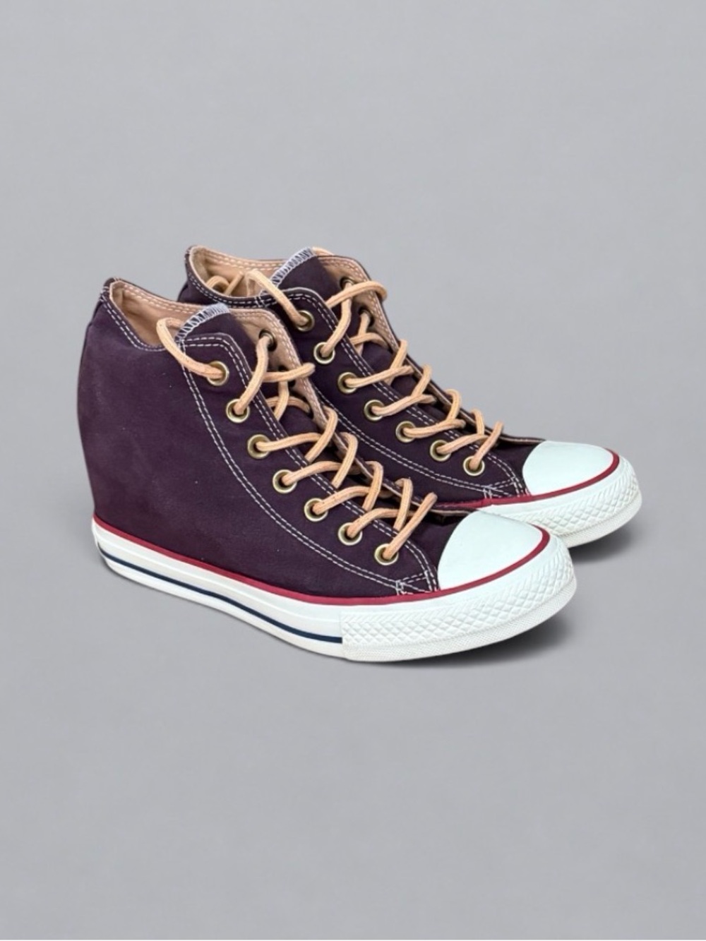Converse Chuck Taylor All Star Lux Mid Wedge Black Cherry/Biscuit/Egret Size 8